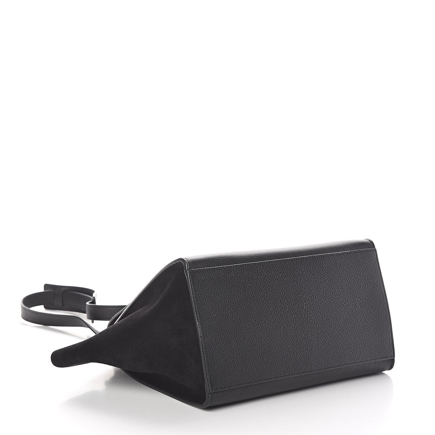 Drummed Calfskin Suede Small Trapeze Black