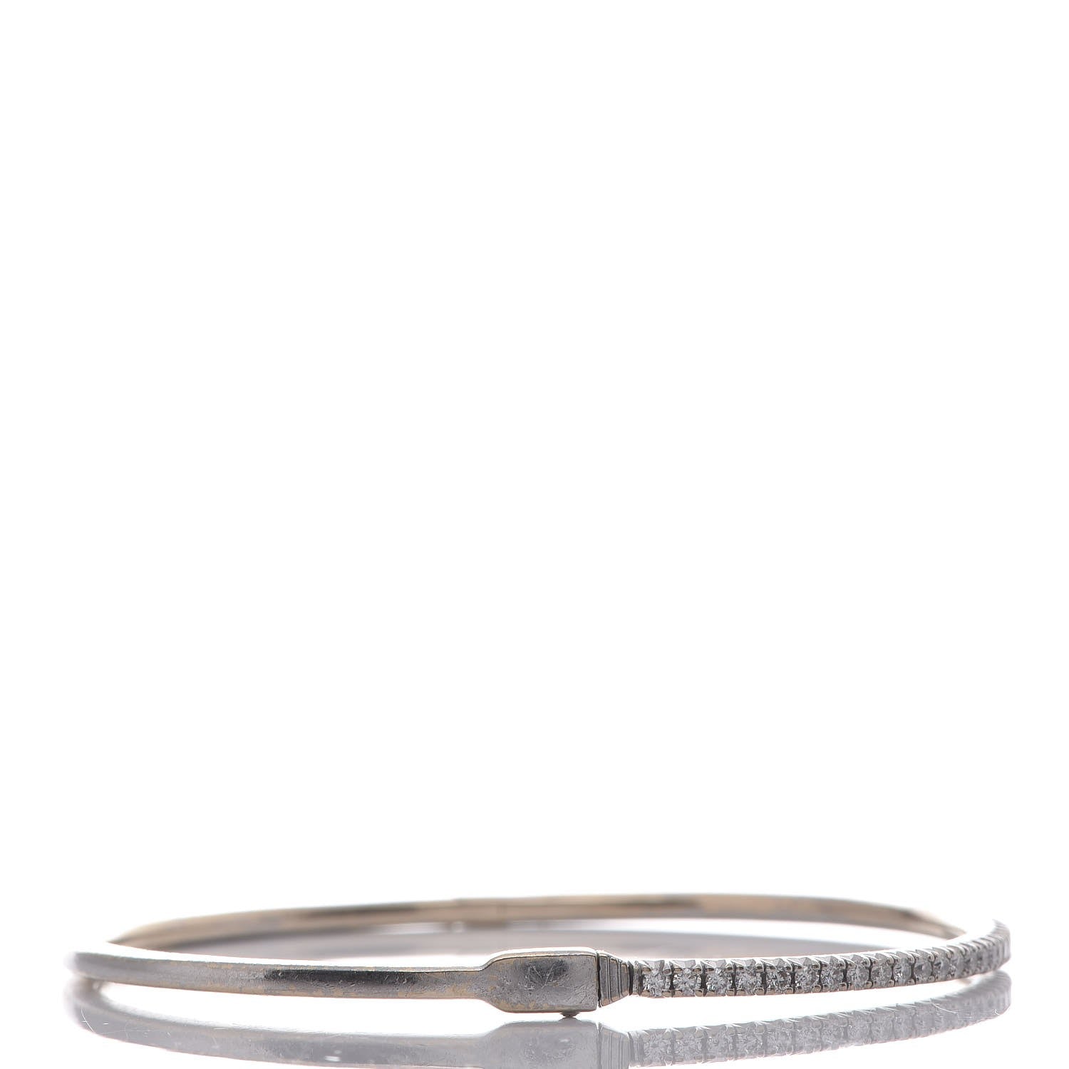 Tiffany 18K White Gold Diamond Metro Hinged Bangle 5 of 10