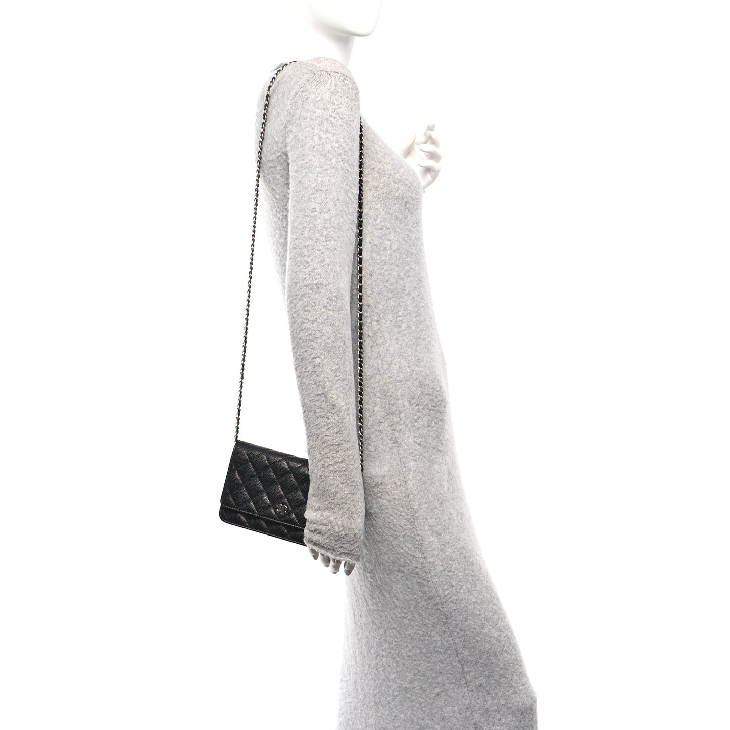 Lambskin Quilted Wallet On Chain WOC Black