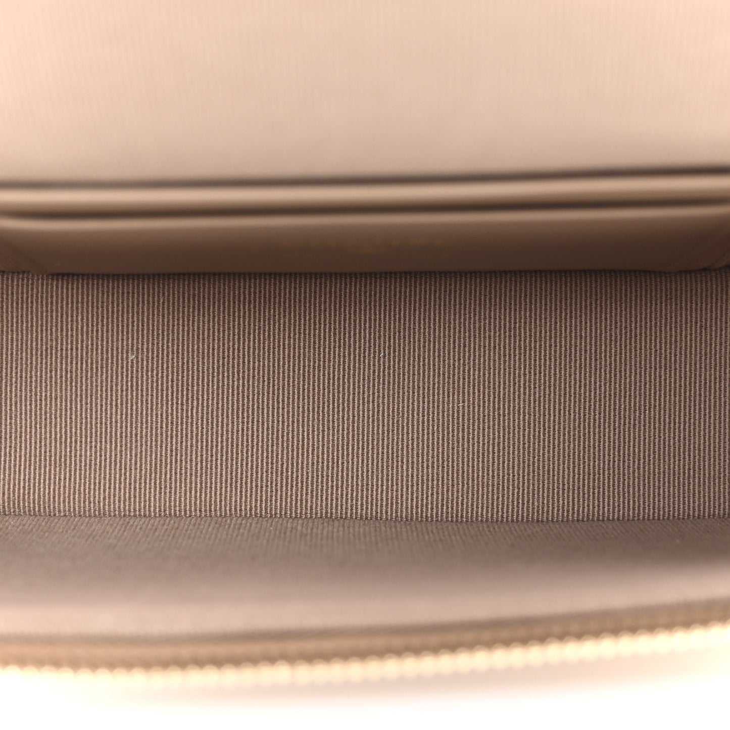 Caviar Quilted Top Handle Slim Vanity With Chain Dark Beige