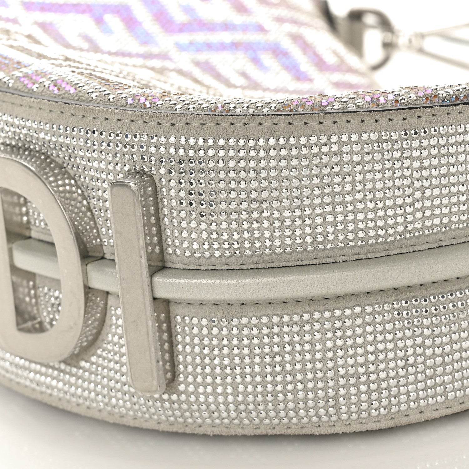 Fendi Iridescent Crystal Vitello Laminato Suede FF Mini Fendigraphy Hobo Bag Capuccino 10 of 12