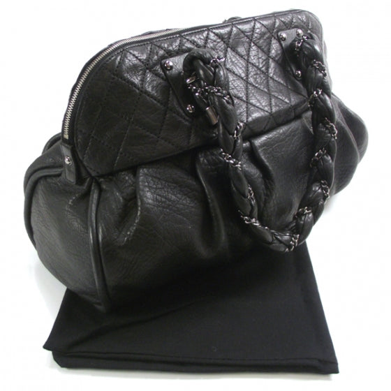 Leather Lady Braid Large Satchel Black