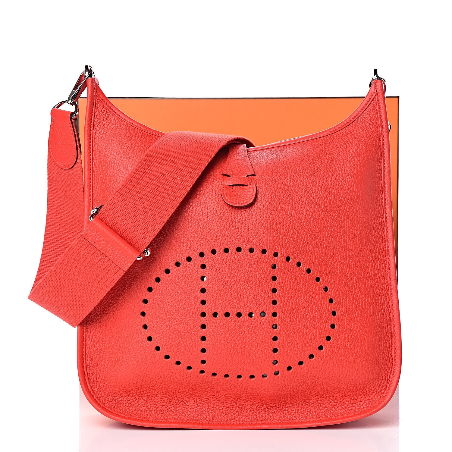 Hermes Taurillon Clemence Evelyne III PM Rouge De Coeur 12 of 12