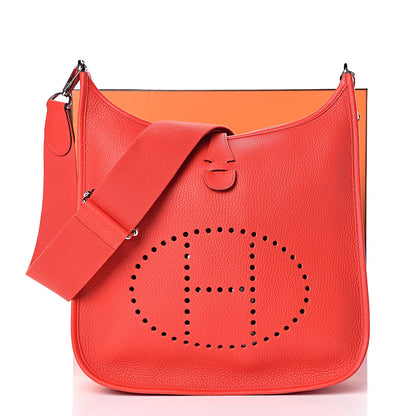 Hermes Taurillon Clemence Evelyne III PM Rouge De Coeur 12 of 12