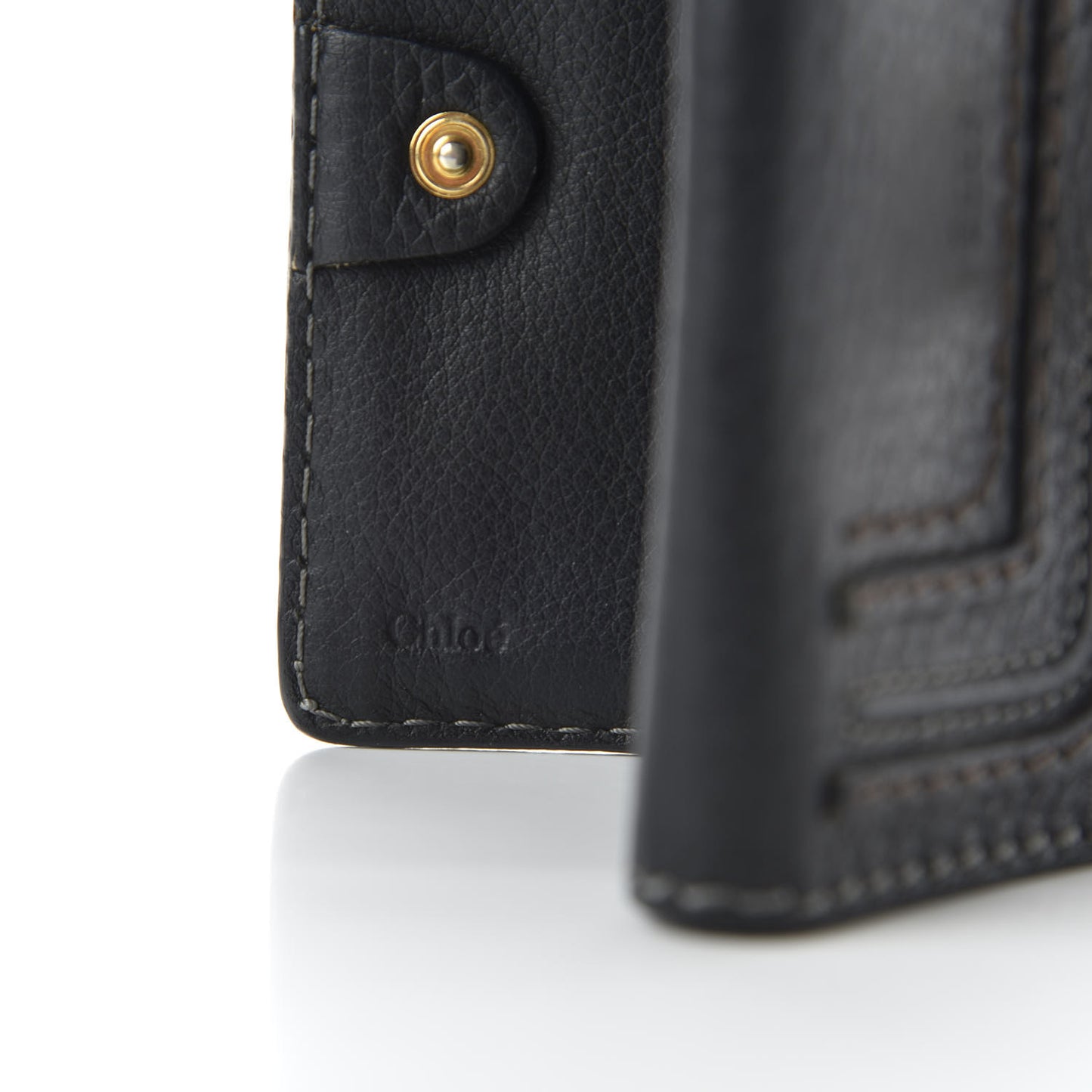 Grained Calfskin Marcie Square Wallet Black