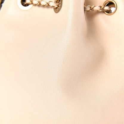 Chanel Lambskin Caviar Lovely Chains Drawstring Bag Beige Black 11 of 16