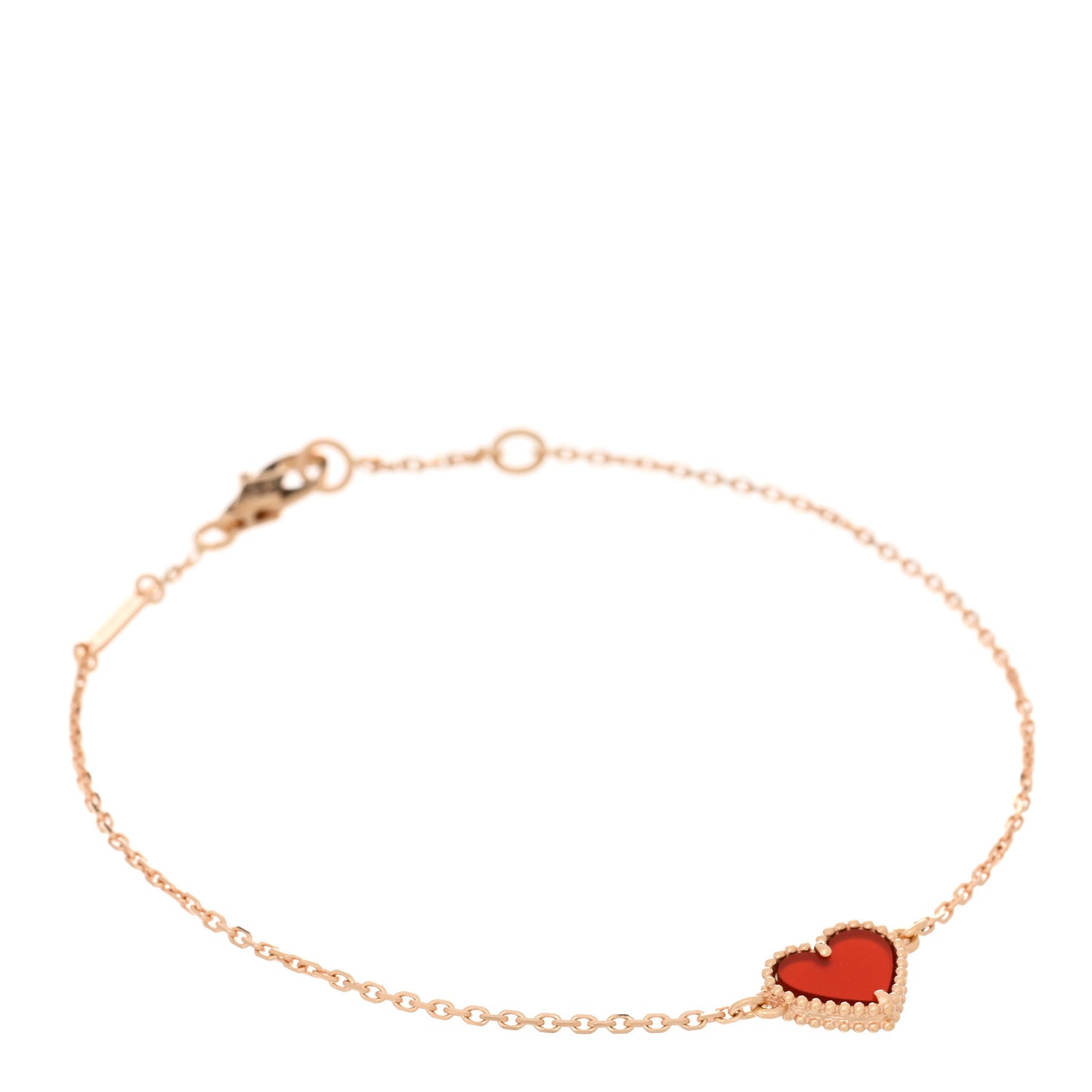 18K Rose Gold Carnelian Sweet Alhambra Heart Bracelet