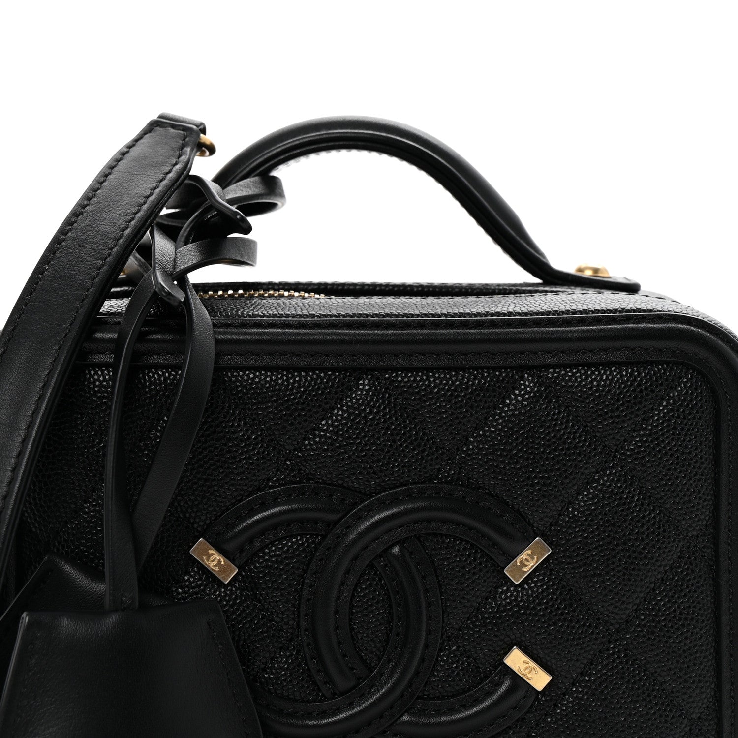Chanel Caviar Quilted Small CC Filigree Vanity Case Black 8 of 11