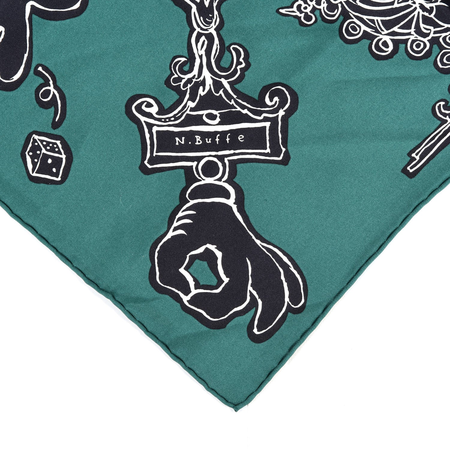 Hermes Silk Serio Ludere Scarf 90 Vert Black White 3 of 5