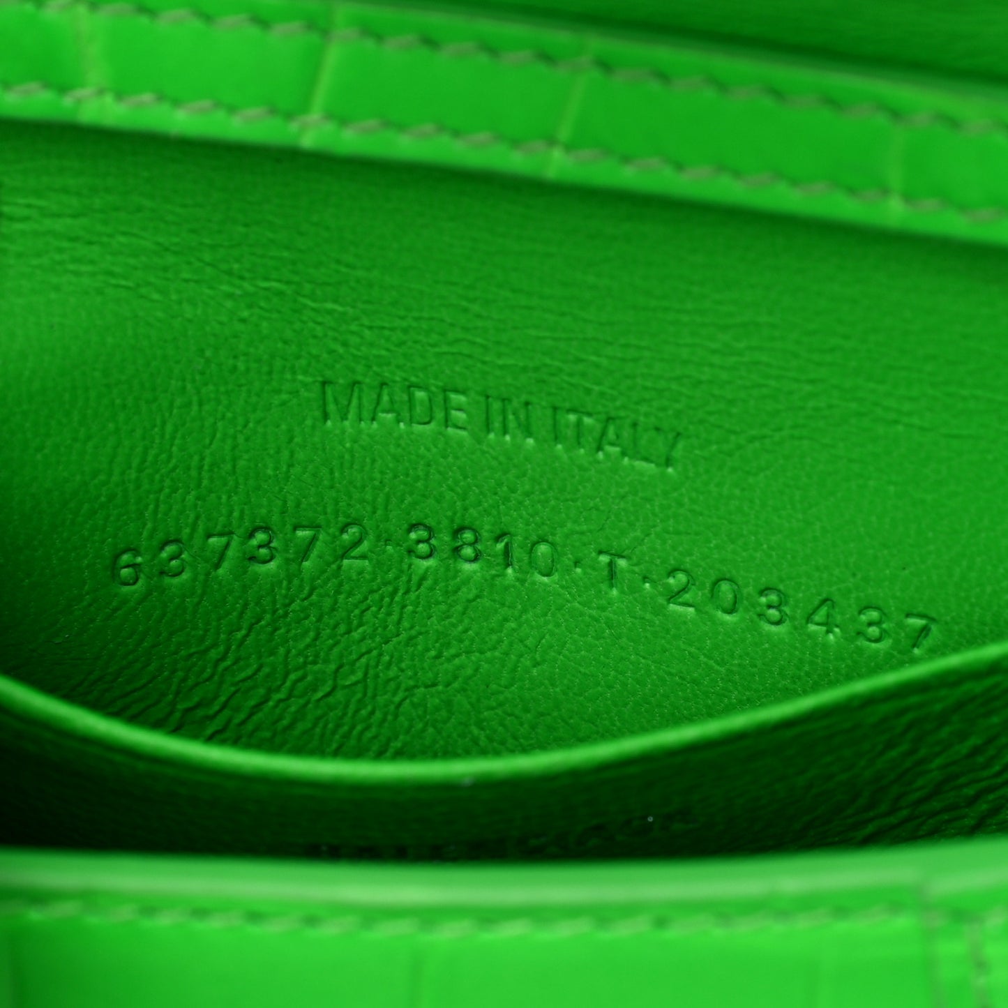Shiny Calfskin Crocodile Embossed Hourglass Top Handle Bag Mini Fluo Green