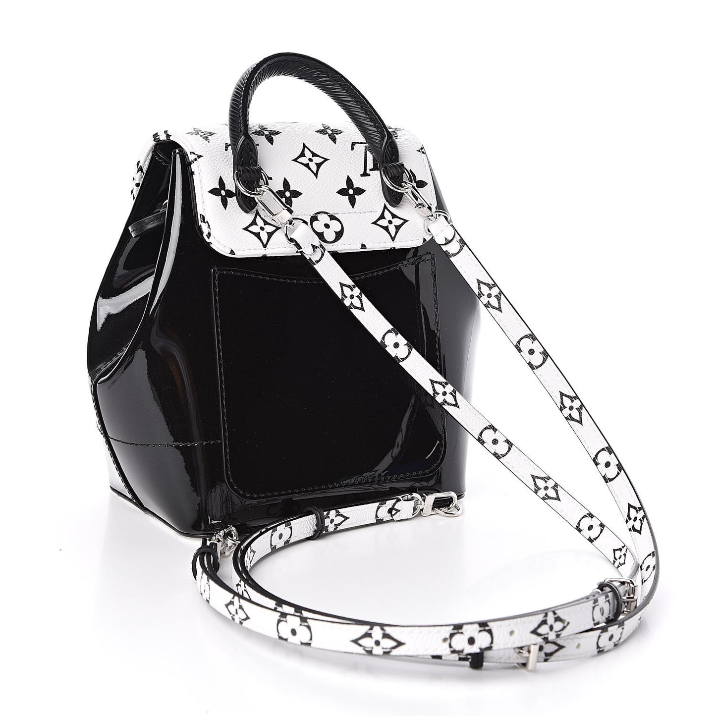 Patent Monogram Hot Springs Backpack Black White
