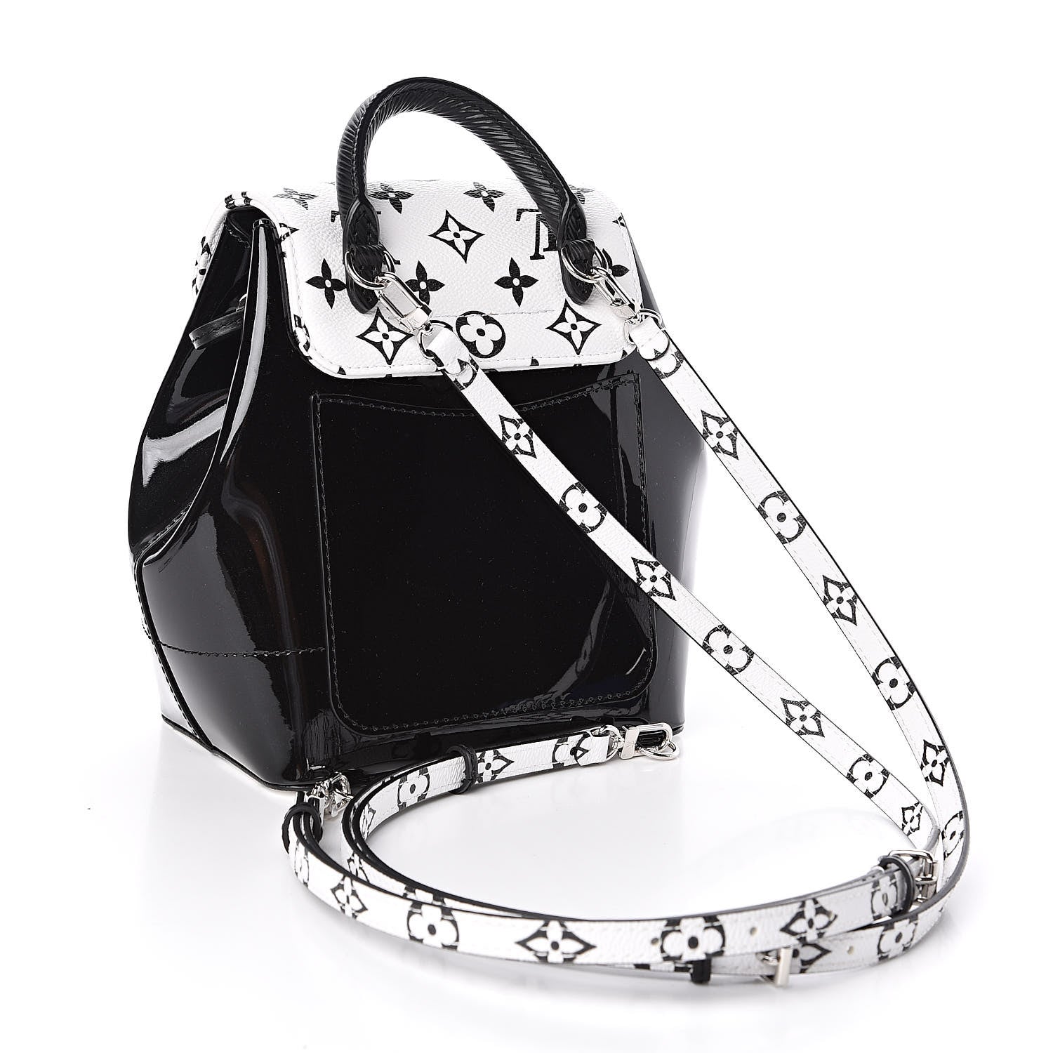Louis Vuitton Patent Monogram Hot Springs Backpack Black White 3 of 9