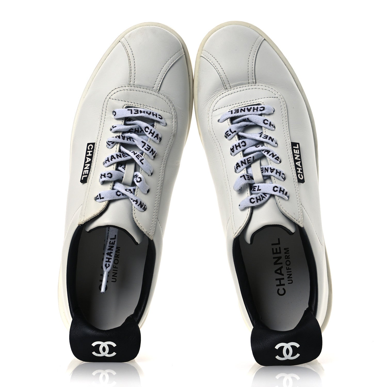 Chanel Calfskin Womens CC Sneakers 38.5 White 2 of 13