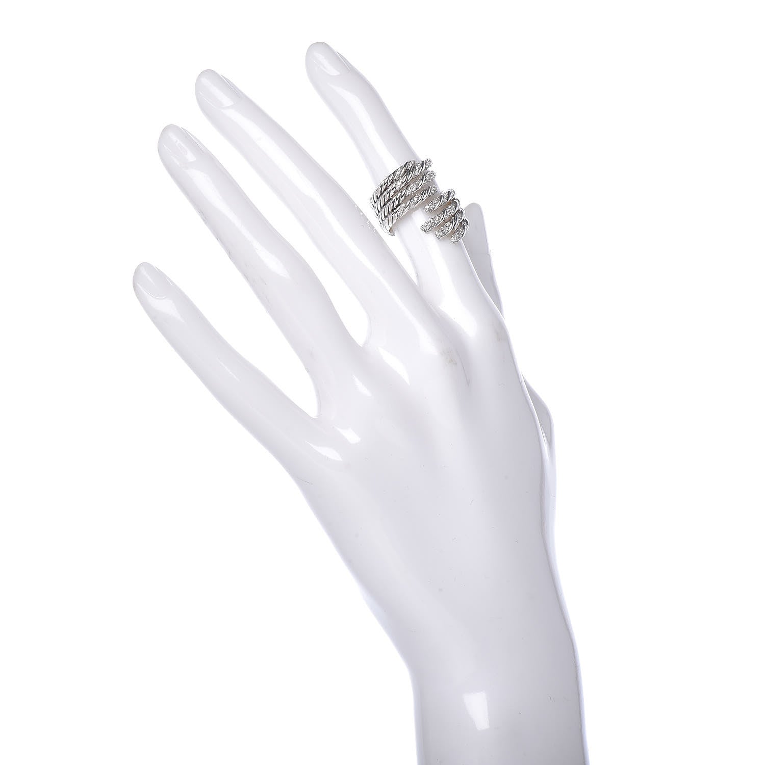 David Yurman Sterling Silver Diamond Willow Open Four Row Ring 45.5 3.5 2 of 6