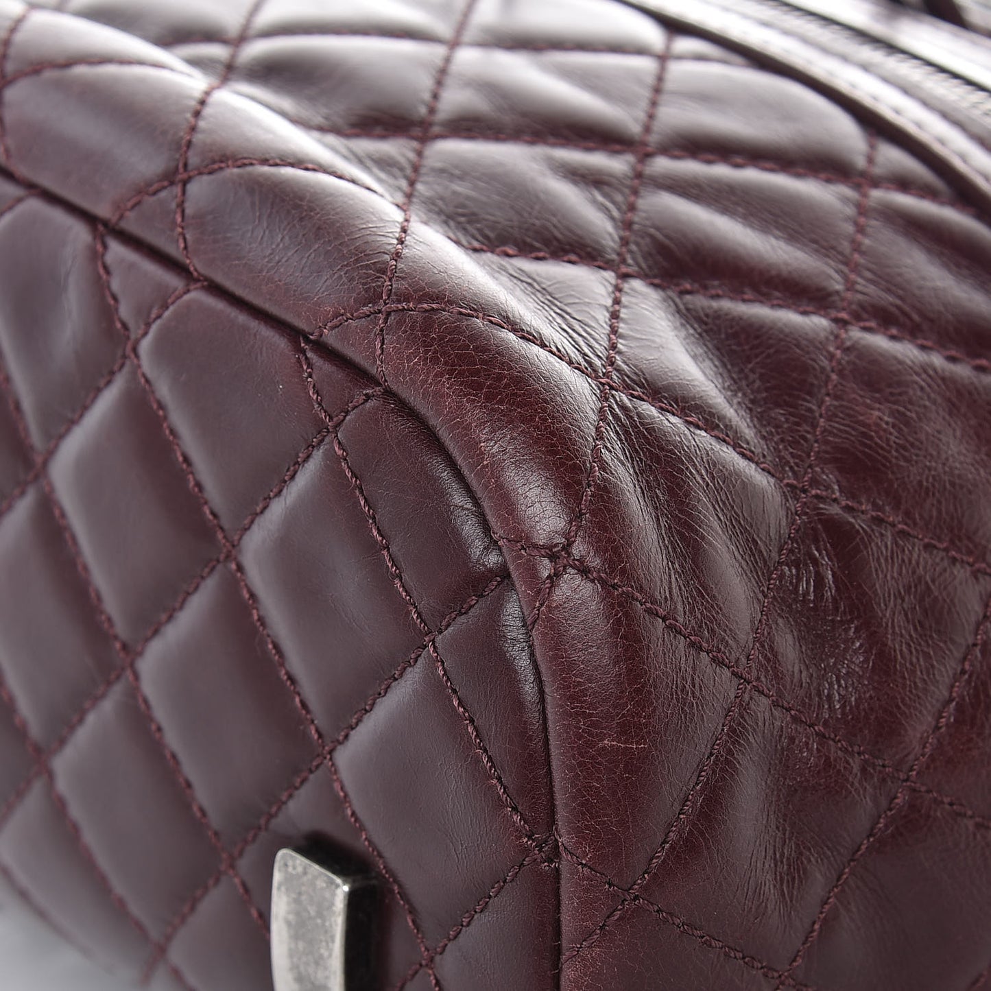 Glazed Calfskin Quilted Small Salzburg Backpack Burgundy