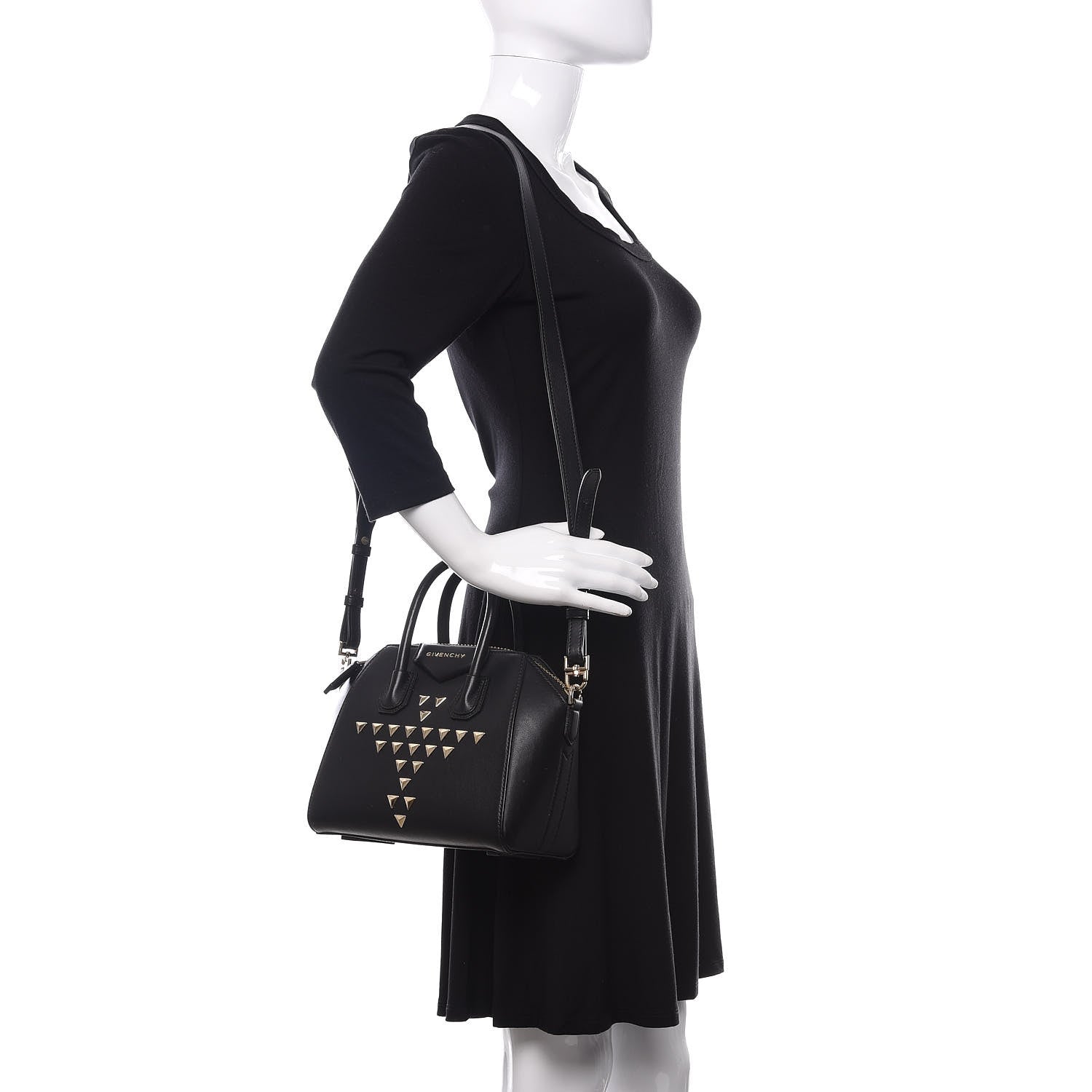 Givenchy Smooth Calfskin Triangle Studded Mini Antigona Black 2 of 11