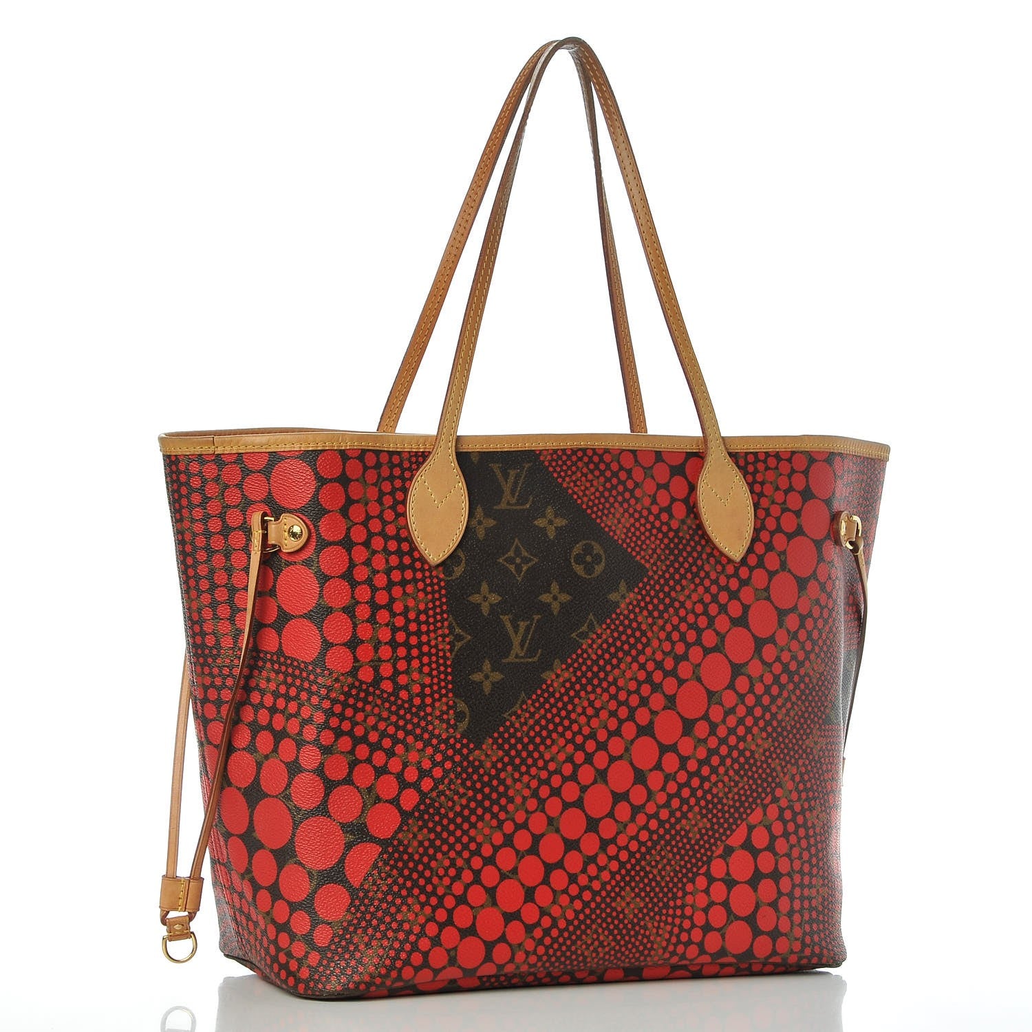 Louis Vuitton Monogram Kusama Waves Neverfull MM Red 3 of 11