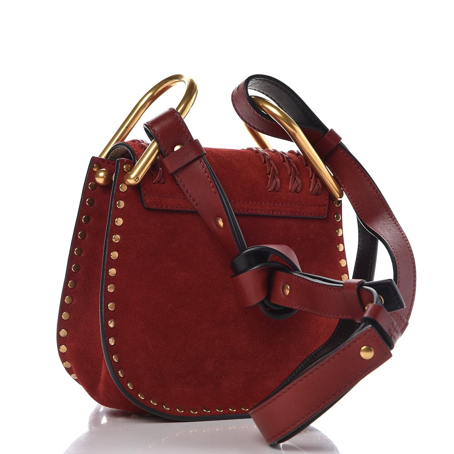 Suede Calfskin Braided Mini Hudson Shoulder Bag Sienna Red