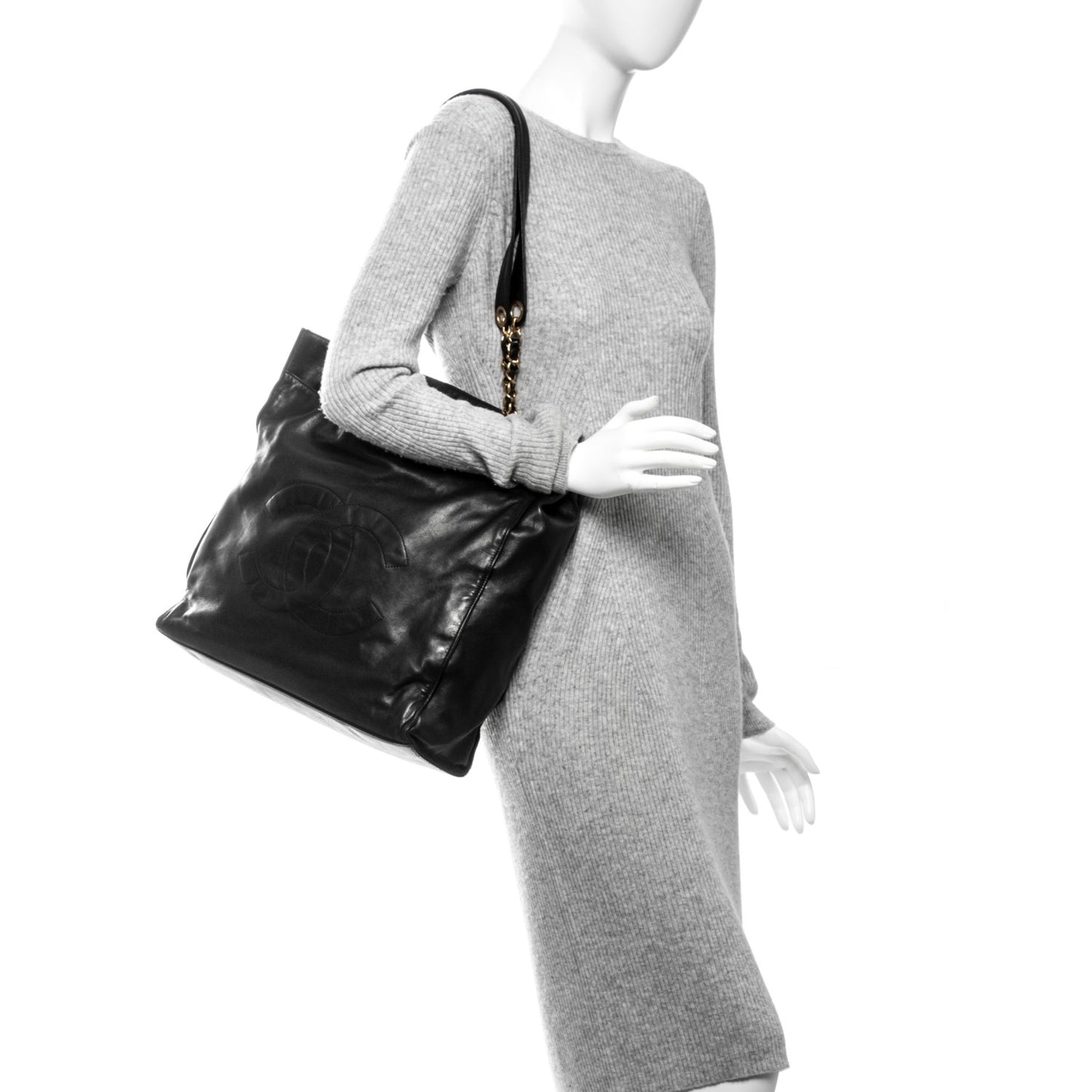 Lambskin CC Shopper Tote Black