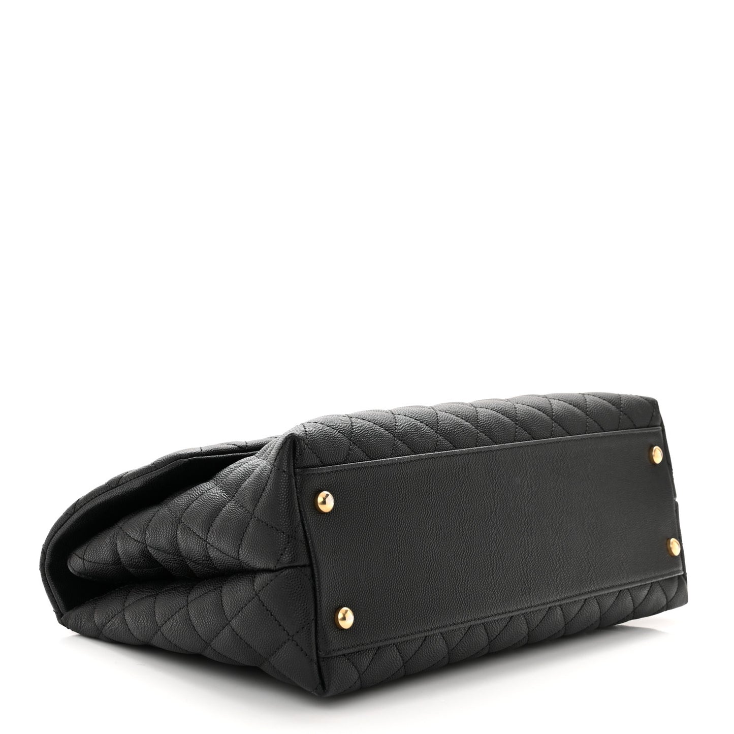 Caviar Lizard Embossed Quilted Medium Coco Handle Flap Black
