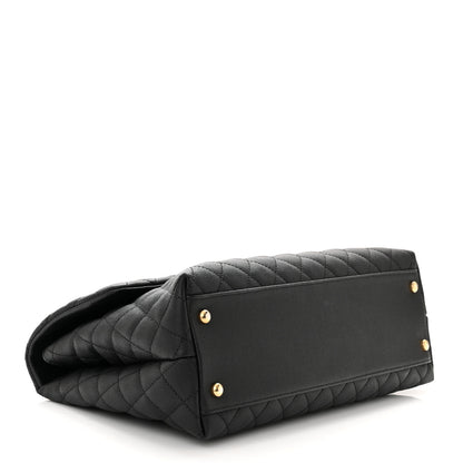 Chanel Caviar Lizard Embossed Quilted Medium Coco Handle Flap Black 4 of 11