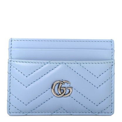 Gucci Calfskin Matelasse GG Marmont Card Holder Porcelain Light Blue 1 of 4