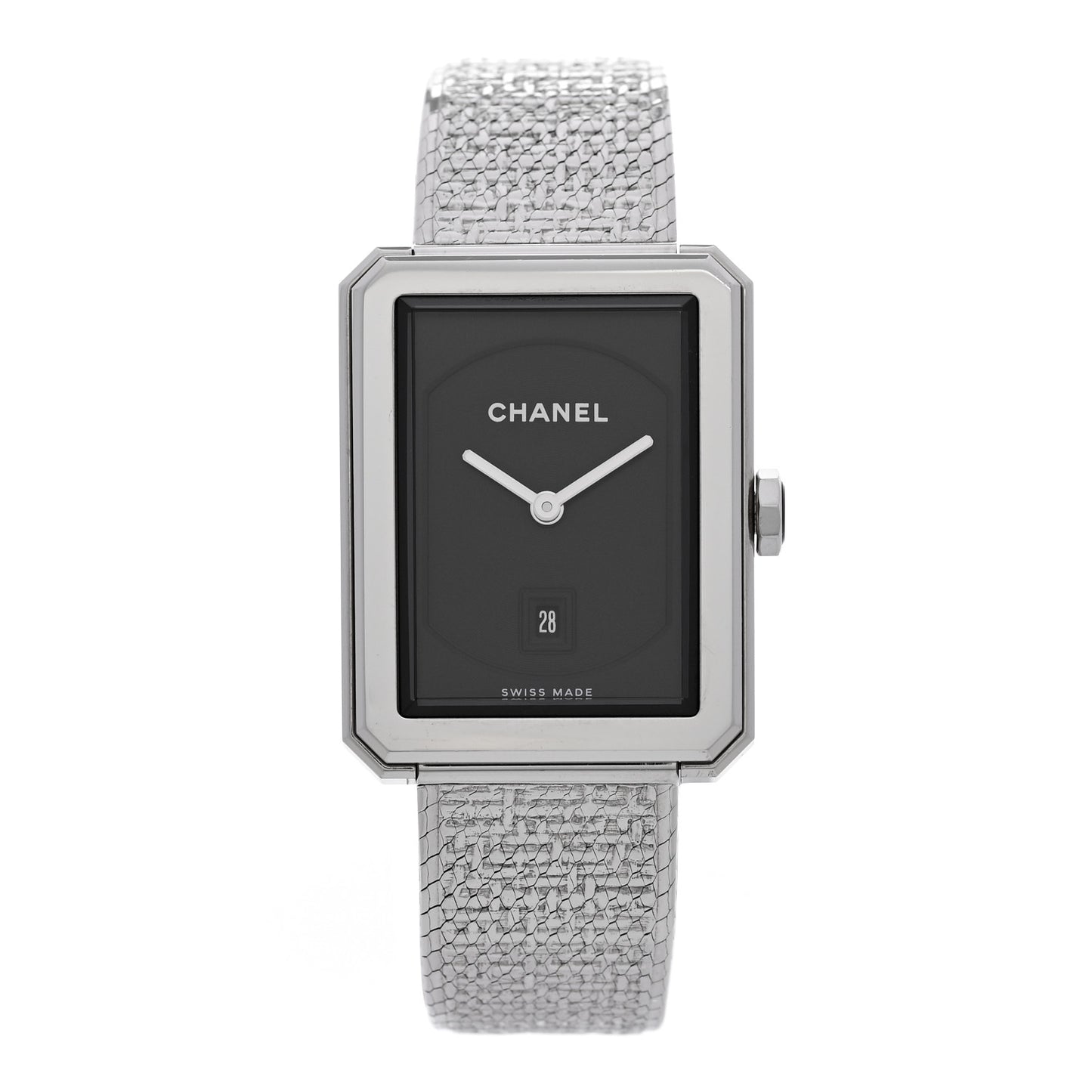Stainless Steel 26mm Boy-friend Tweed Quartz Watch Black