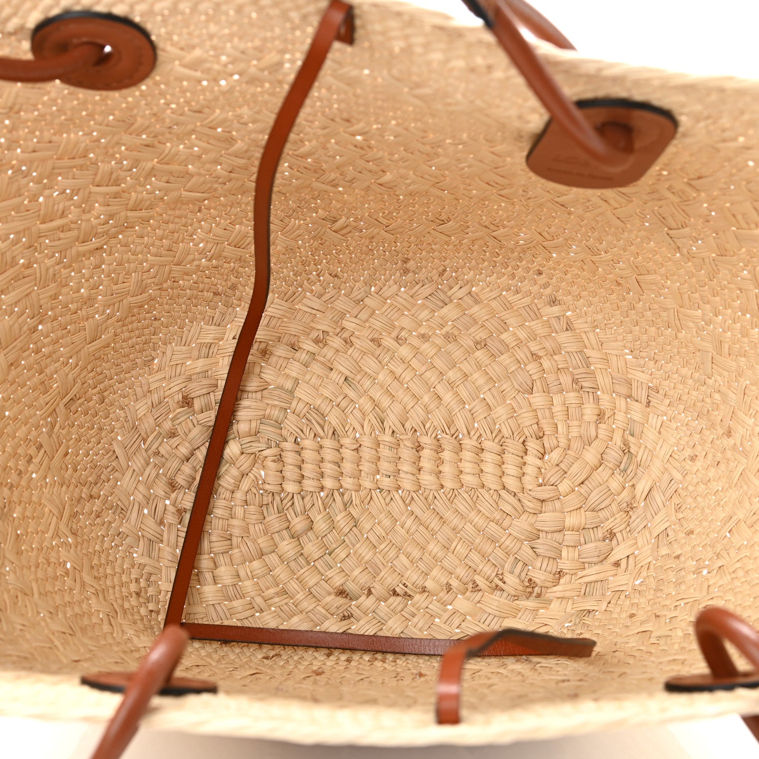 Loewe Iraca Palm Calfskin Anagram Basket Bag Natural Tan 5 of 10