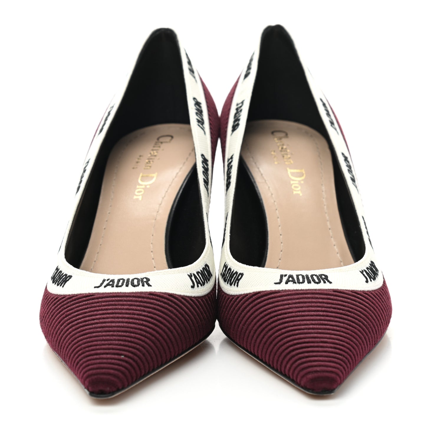 Technical Canvas Ribbon Embroidered J'Adior 65mm Pumps 37 Rouge Black