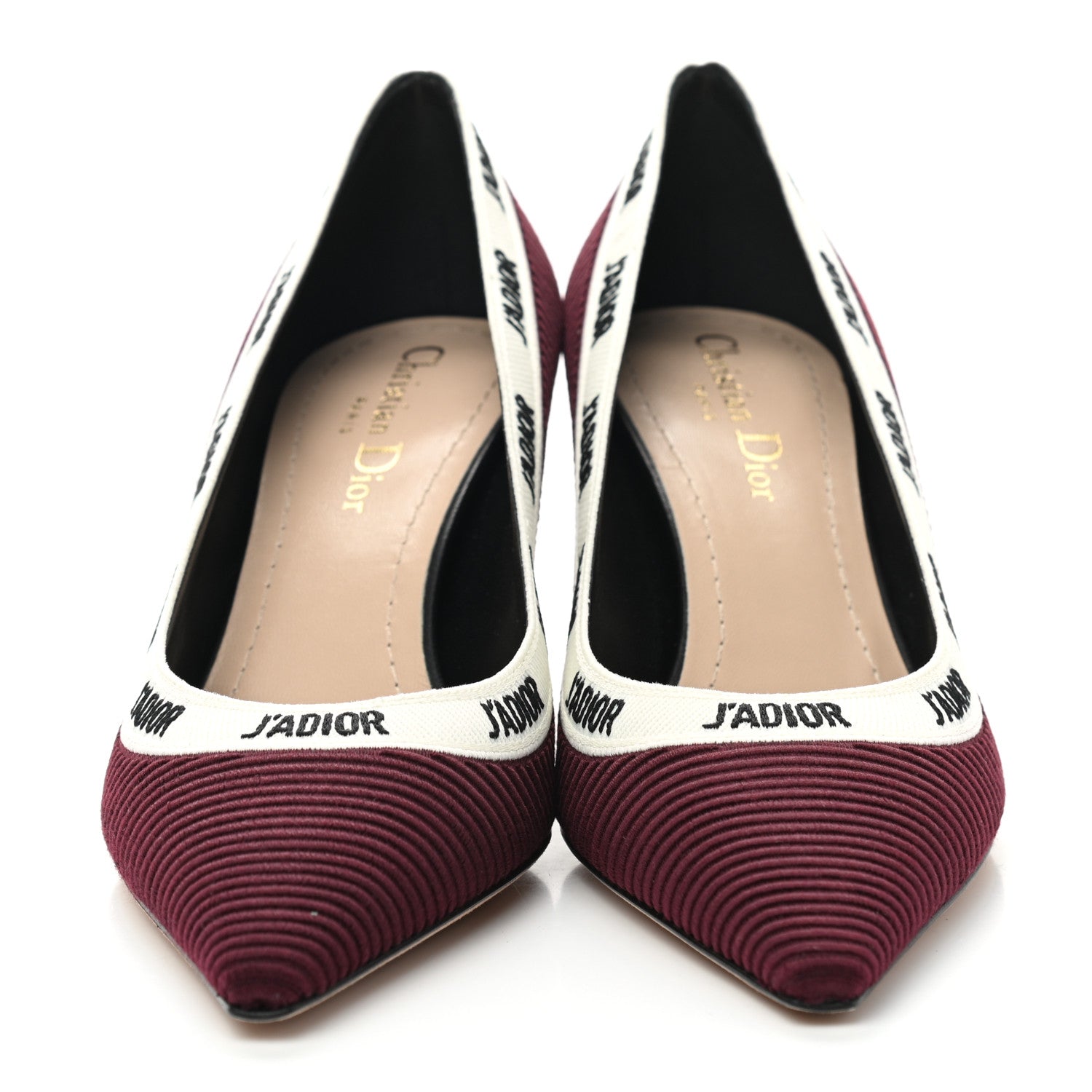 Christian Dior Technical Canvas Ribbon Embroidered J'Adior 65mm Pumps 37 Rouge Black 2 of 8