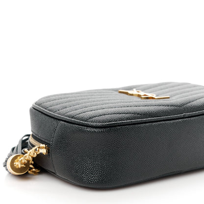 Saint Laurent Grain De Poudre Matelasse Monogram Mini Lou Camera Bag Black 9 of 10