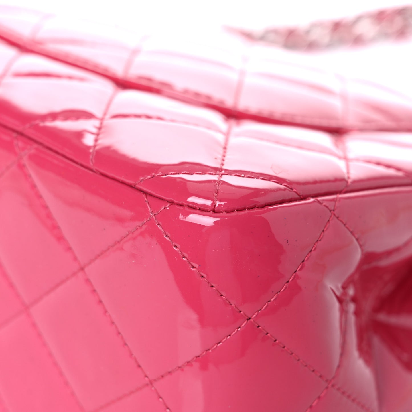 Patent Quilted Jumbo Double Flap Fuchsia
