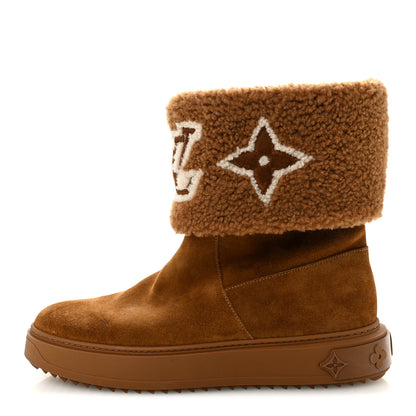 Louis Vuitton Suede Calfskin Shearling Snowdrop Flat Ankle Boot 40 Cognac 1 of 9