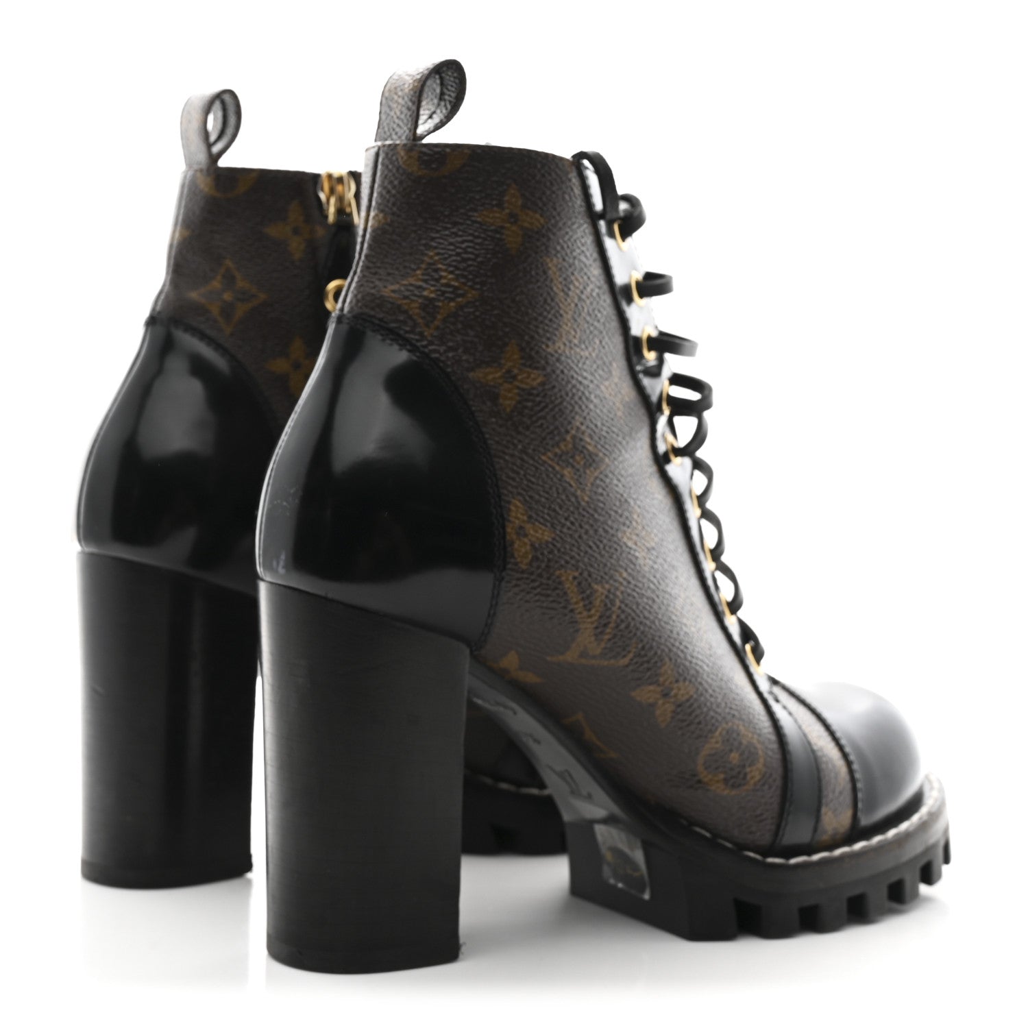Louis Vuitton Patent Calfskin Monogram Star Trail Ankle Boots 37.5 Black 5 of 10