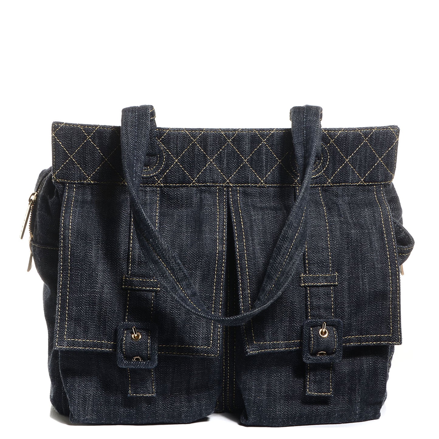 Denim CC Double Pocket Shoulder Bag