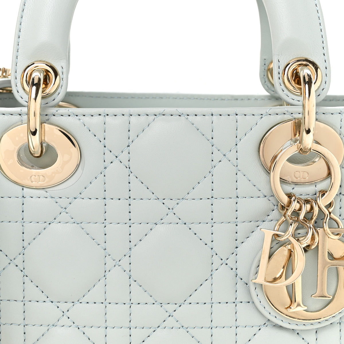 Lambskin Cannage Mini Lady Dior Light Blue