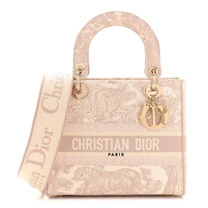Christian Dior Canvas Toile De Jouy Reverse Embroidered Medium Lady D-Lite Rose 1 of 10