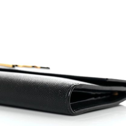 Saint Laurent Grain De Poudre Embossed Monogram Uptown Large Wallet Black 9 of 10