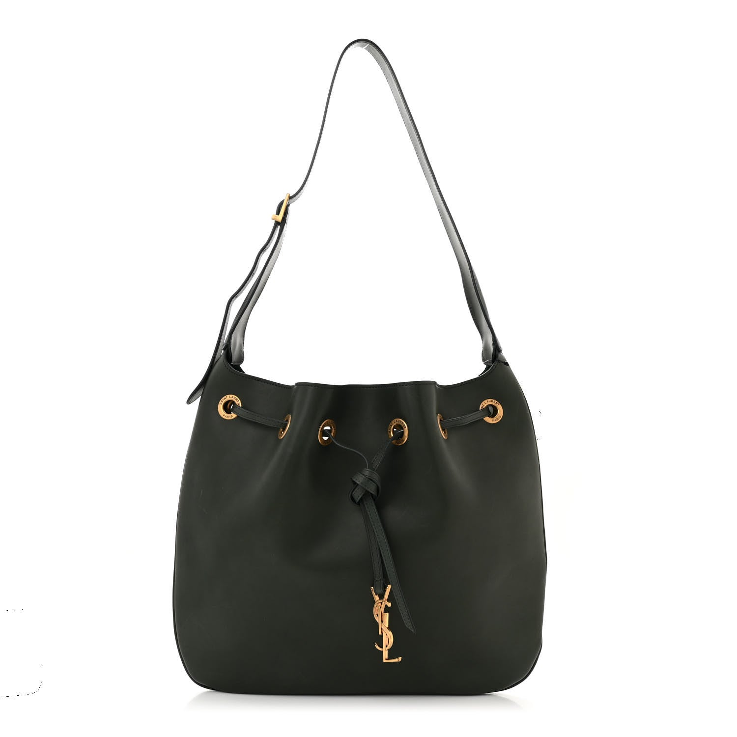 Saint Laurent Calfskin Medium Paris VII Flat Hobo New Vert Fonce 1 of 14