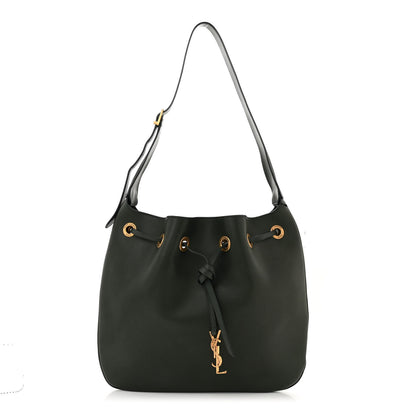 Saint Laurent Calfskin Medium Paris VII Flat Hobo New Vert Fonce 1 of 14