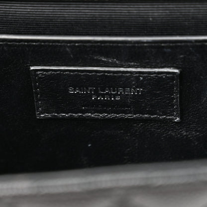 Saint Laurent Grain De Poudre Textured Mixed Matelasse Triquilt Medium Monogram Satchel Black 7 of 13
