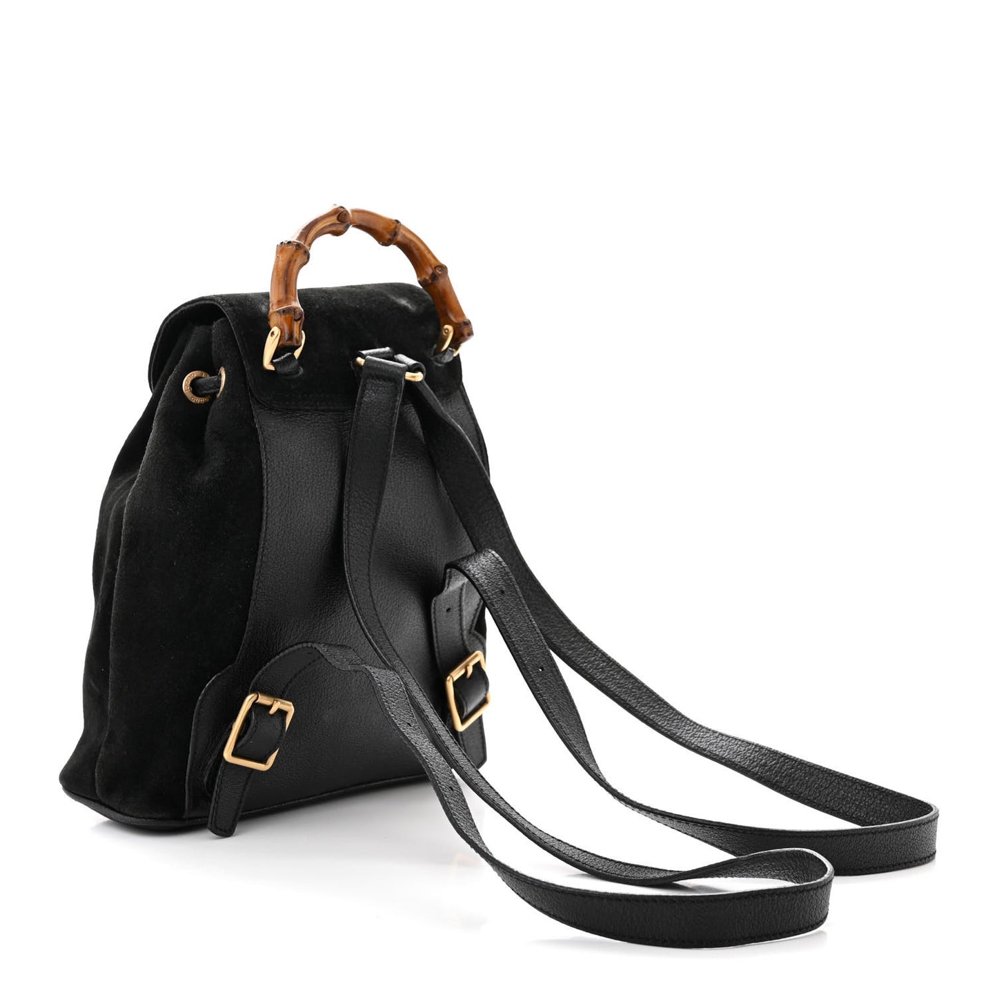 Calfskin Suede Bamboo Mini Backpack Black