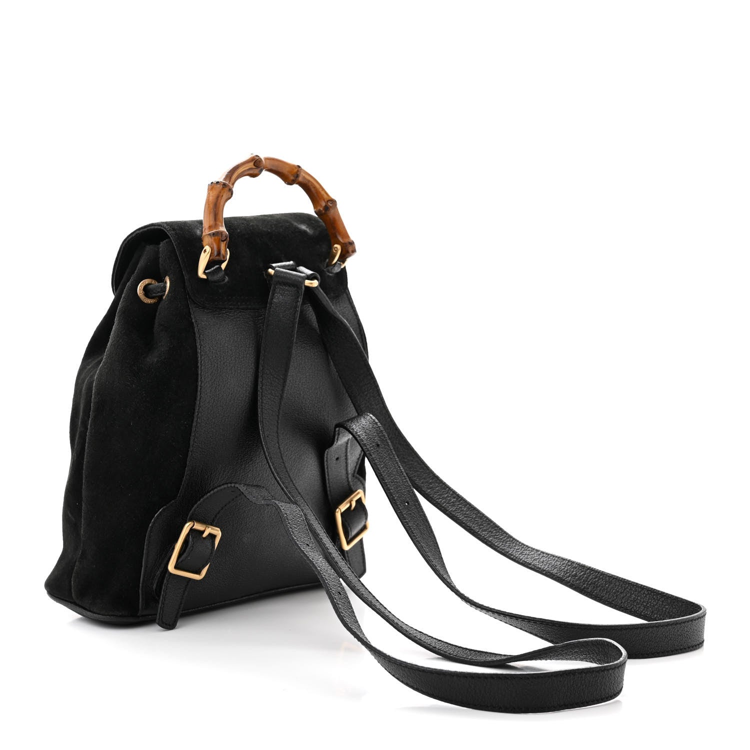 Gucci Calfskin Suede Bamboo Mini Backpack Black 3 of 11
