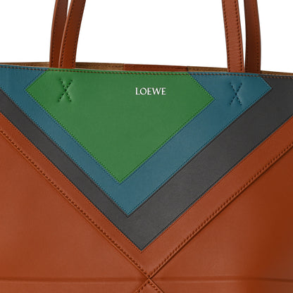 Loewe x Albers Calfskin Medium Puzzle Fold Tote Caramel Bright Green 8 of 11
