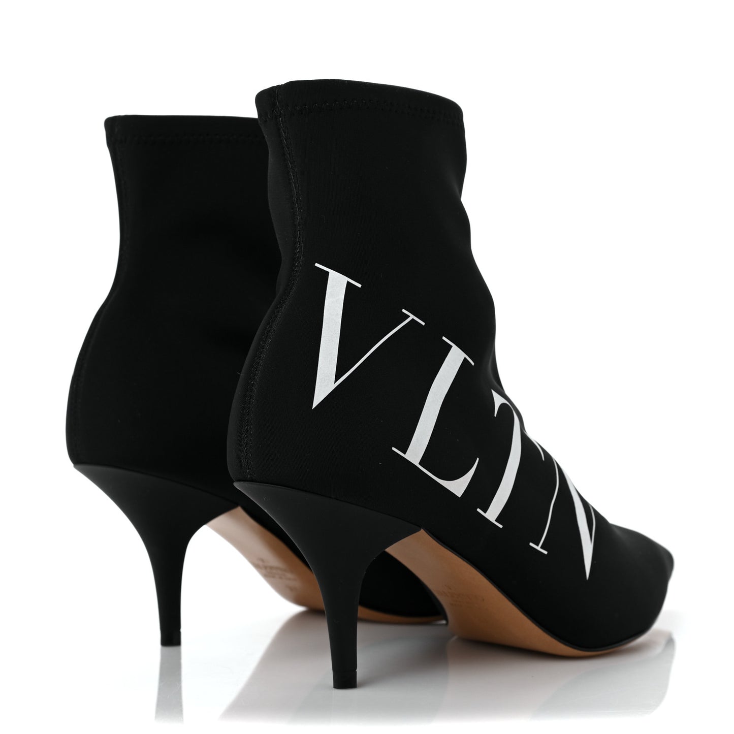 Eco Leather VLTN 70mm Sock Booties 37 Black White