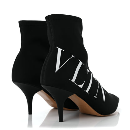 Valentino Garavani Eco Leather VLTN 70mm Sock Booties 37 Black White 4 of 7