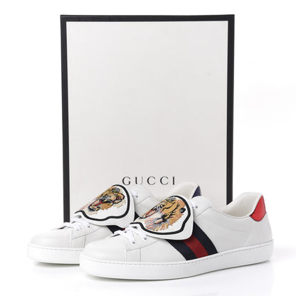 Gucci Calfskin Ayers Web Tiger Embroidered Mens Ace Sneakers 11.5 White 11 of 11