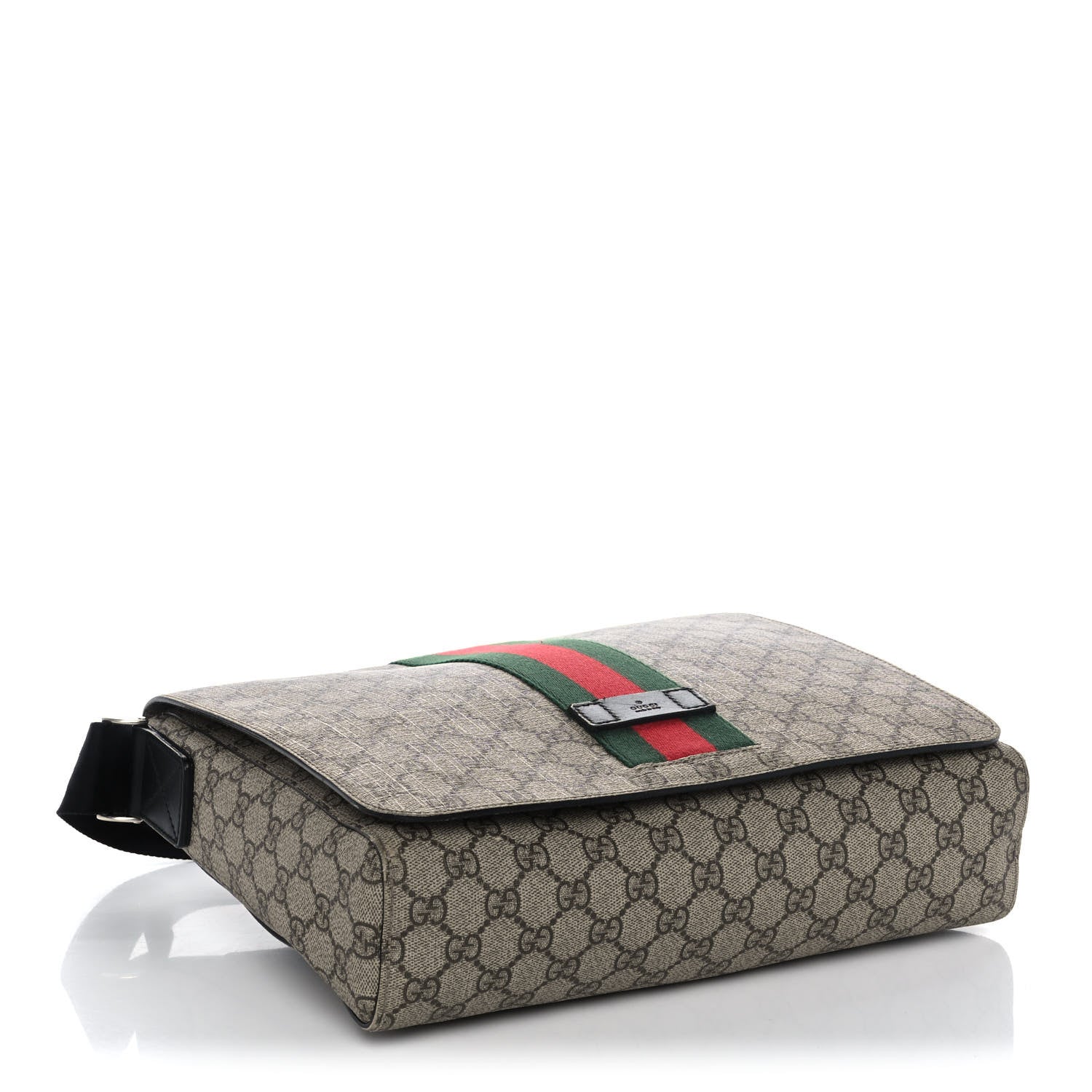 Gucci GG Supreme Monogram Web Flap Messenger Bag Black 4 of 12