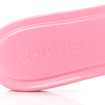 Chanel Calfskin Patent Calfskin Logo Mules 39 Pink Black 7 of 8