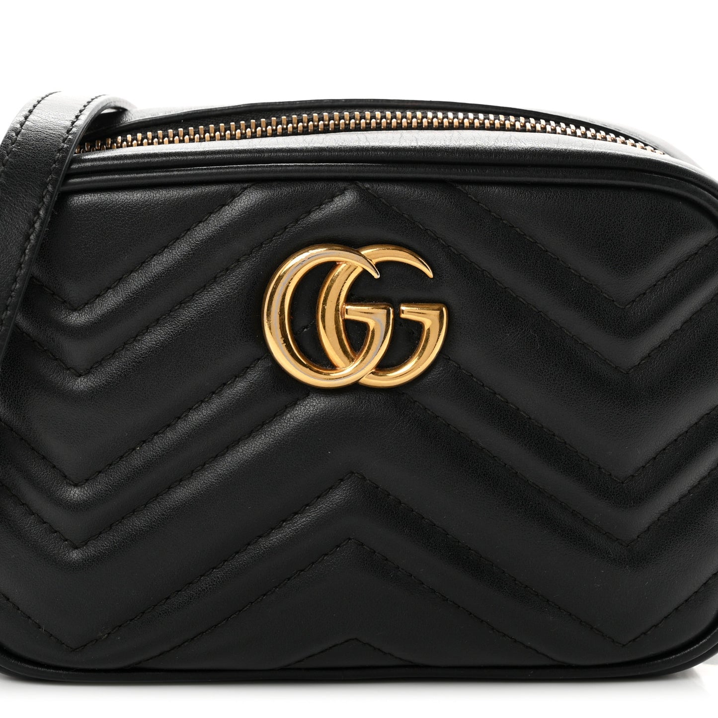 Calfskin Matelasse Mini GG Marmont Chain Shoulder Bag Black